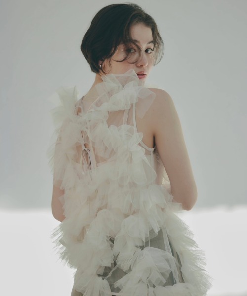 asymmetry tulle tops（シャツ/ブラウス）｜NOTREemor（ノートルエモア