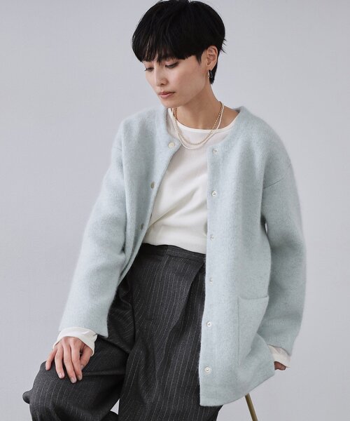 セール】アンゴラ/フォックスブレンド ニットカーディガン【洗濯機OK