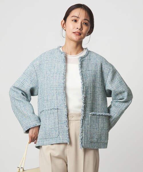 セール】［size SHORTあり］ミックス ツイードライク ポケット ノー