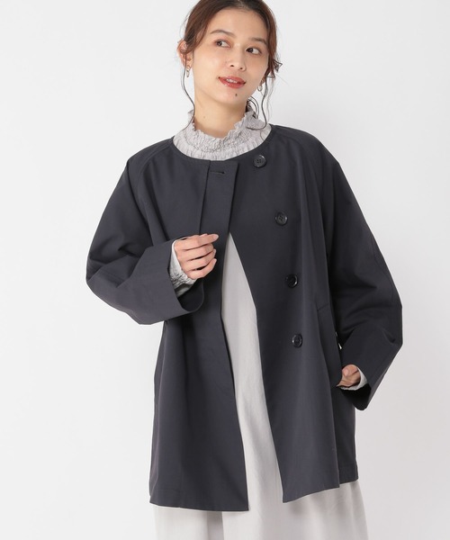 ノーカラーショートトレンチコート[プチサイズあり]（ノーカラーコート