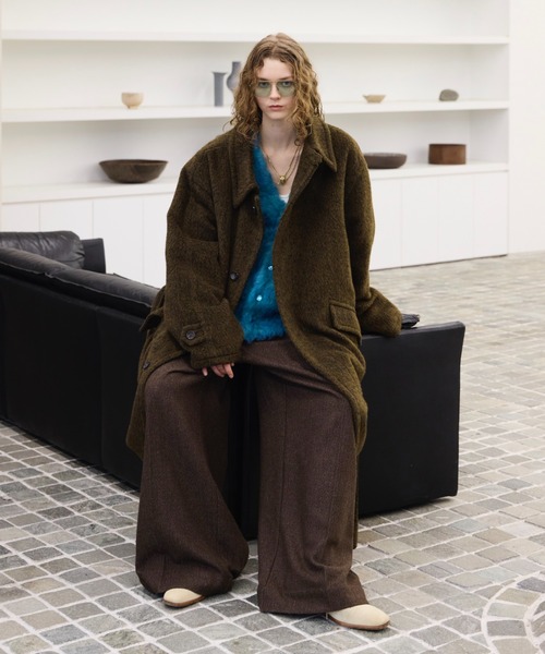 セール】Wool Blend Shaggy Over Coat / ウールブレンドシャギー