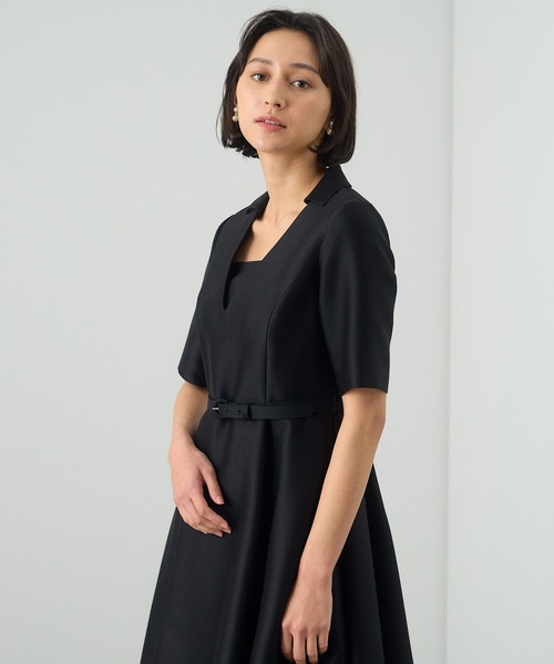ANAYI（アナイ）の「シルクウールベルト付きフレア ワンピース