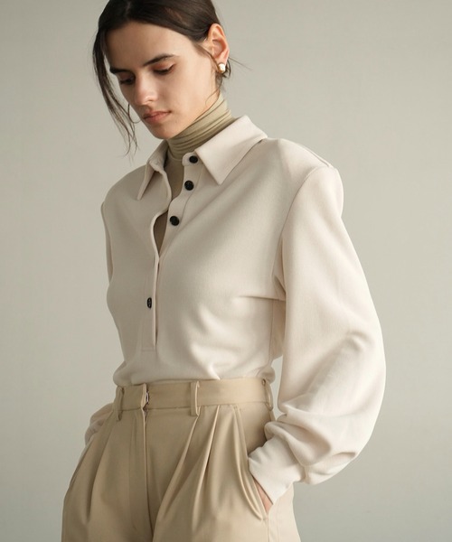 CLANE（クラネ）の「POWER SHOULDER POLO TOPS（Tシャツ/カットソー