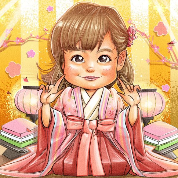 似顔絵【子供】オーダーメイド 雛祭り お祝い 記念日 イラスト 似顔絵