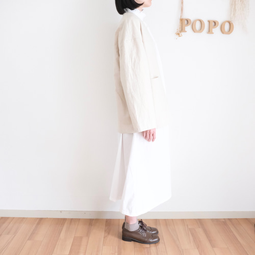 リネン ノーカラージャケット サンドベージュ ジャケット POPO 通販
