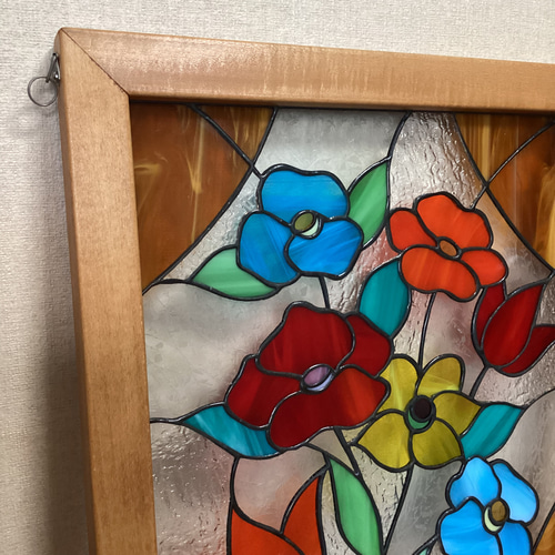 ステンドグラスパネル！！花 木枠付き♪ その他アート Atelier Yoshida