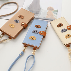 全機種対応 スマホケース 手帳型 【 刺繍 縦下げパーツ トイプードル