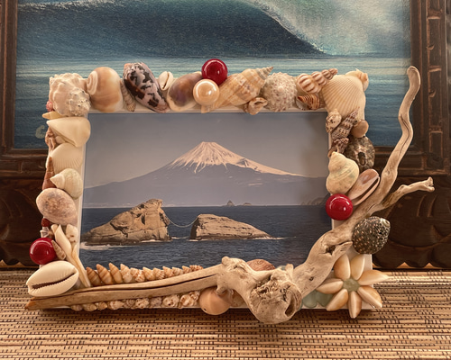 shell＆流木＆seaglass写真立て フォトフレーム・写真立て teaglass