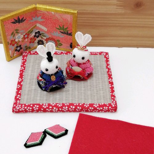 ちりめんうさぎのお雛様セット ちりめん細工うさぎ ひな人形・雛飾り