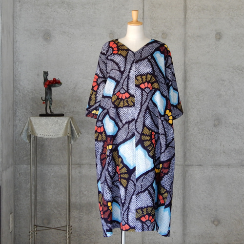 着物リメイク 有松絞りのワンピース/フリーサイズ kimono ワンピース