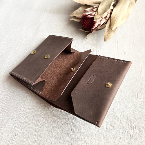 二つ折り財布・コンパクト財布 / ダークブラウン〖受注制作〗〖春財布