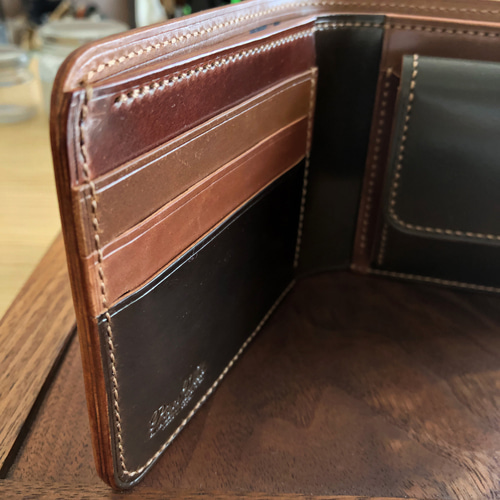 完成品Horweenシェルコードバン二つ折り財布 総手縫 フルコードバン 二