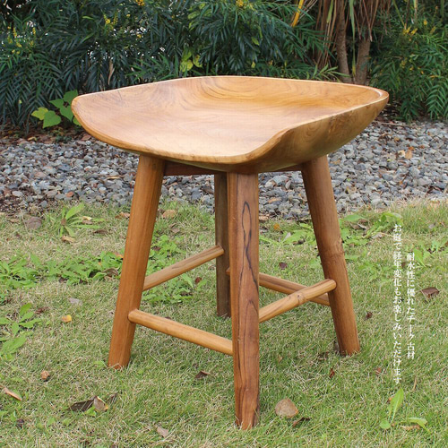 在庫セール品 木製 スツール 椅子 チーク材 古材 古木 花台 ガーデン