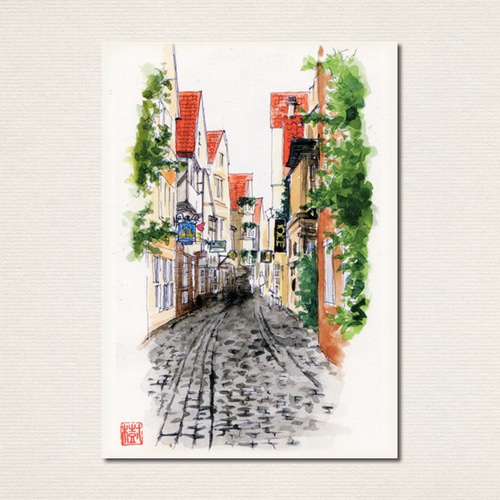 水彩画ポストカード10枚セット〈街の風景〉 ポストカード Le moineau