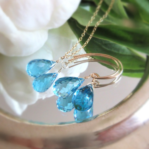 11月の誕生石】12mm美粒「スイスブルートパーズ」14kgfネックレス