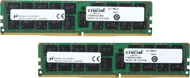 Crucial 32GB (2 x 16GB) ECC Registered DDR4 2133 (PC4 17000