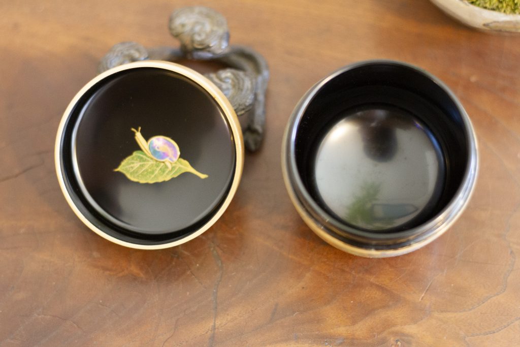 販売》中出松峰作 -白塗紫陽花蒔絵中棗- - 京都 大徳寺近くお茶道具の