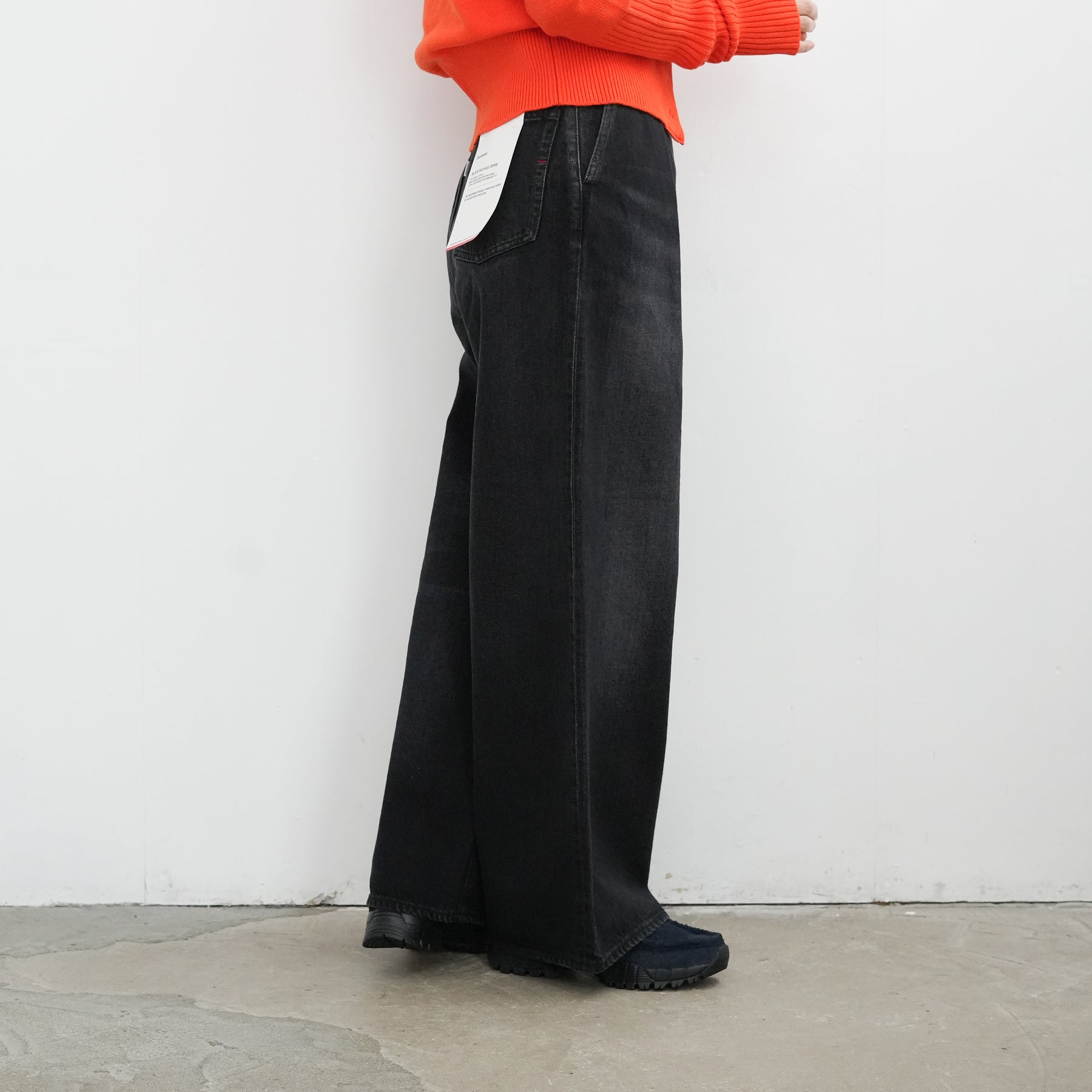 Graphpaper Selvage Denim Two Tuck Wide Pants -BLACK DARK FADE