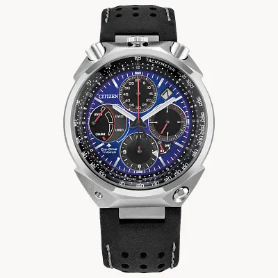 Promaster Tsuno Chrono Racer Blue Dial Leather Strap AV0088-01L
