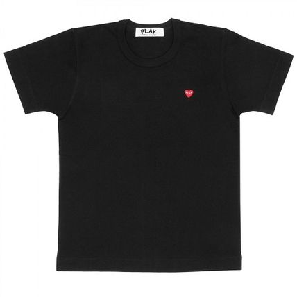 プレイ コムデギャルソン ワンポイント小さな赤ハート 半袖Tシャツ-黒