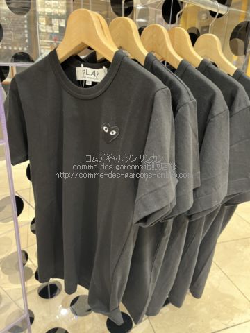 プレイ コムデギャルソン ワンポイント黒ハート 半袖Tシャツ-黒-ユニ
