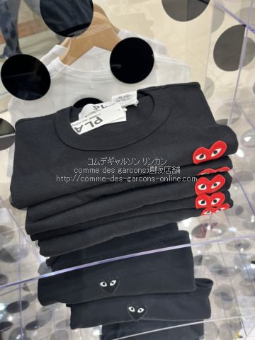プレイ コムデギャルソン ワンポイント赤ハート 半袖Tシャツ-黒-ユニ
