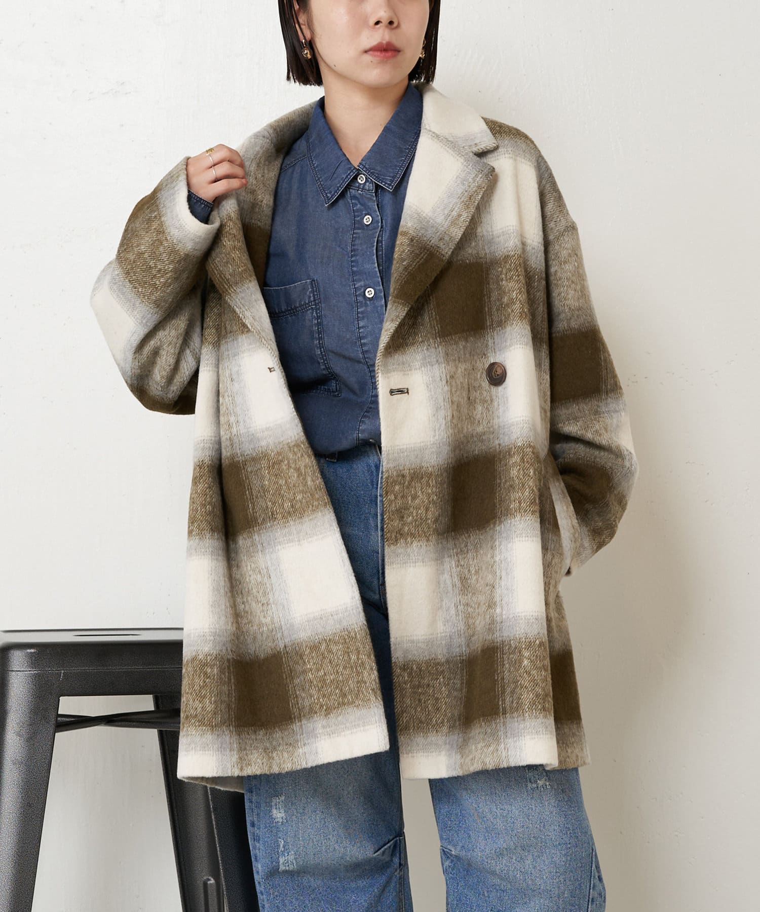 チェック柄シャギーコート | Jena espace merveilleux(ジェナ エスパス