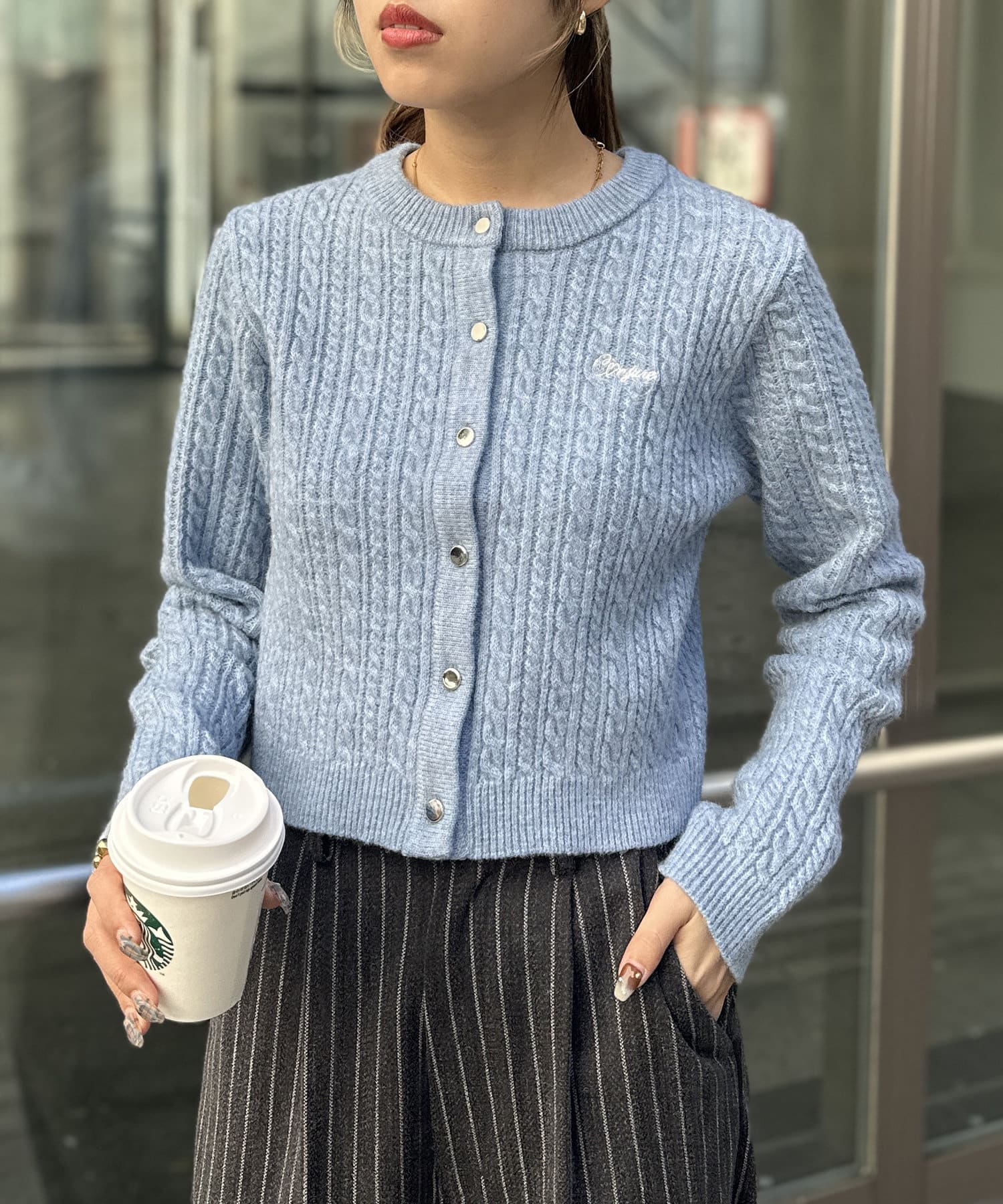 定番アイテム/新色登場】ケーブル刺繍カーディガン | w closet(ダブル