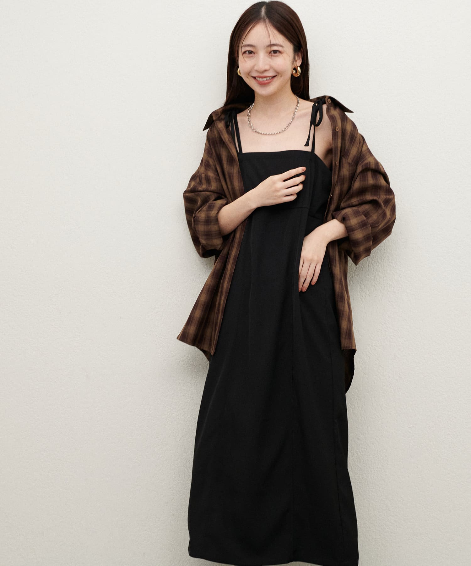 パルクロ限定】肩ヒモ細リボンシンプルキャミワンピース | natural