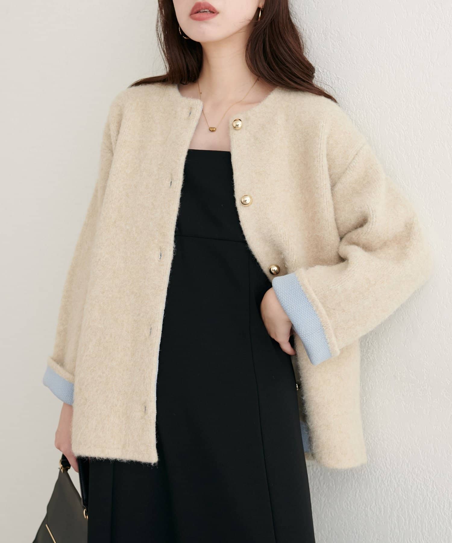 WEB限定】Wフェイス配色ニットジャケット | natural couture