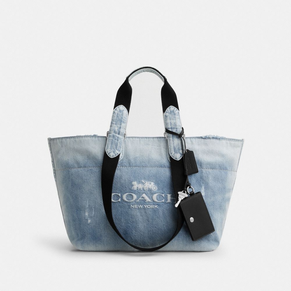 COACH® Outlet | Small Tour Tote Bag In Loved Denim With Charms