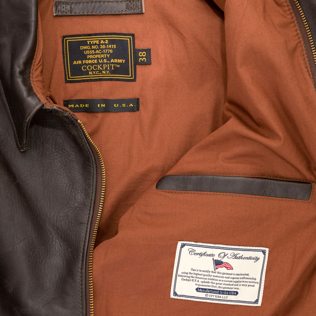 A2 Horsehide Leather Jacket | Brown Leather Bomber Jacket