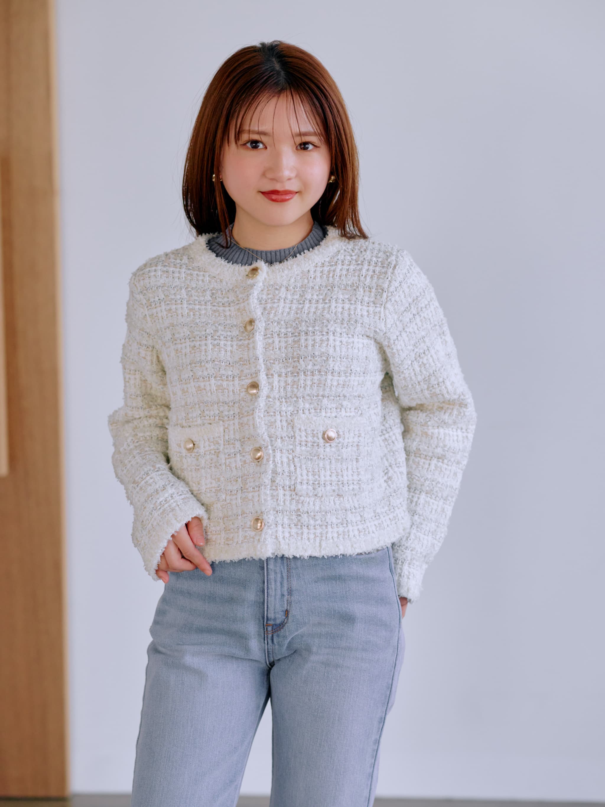 ラメツイードニットカーディガン | 小柄・低身長女性向けファッション