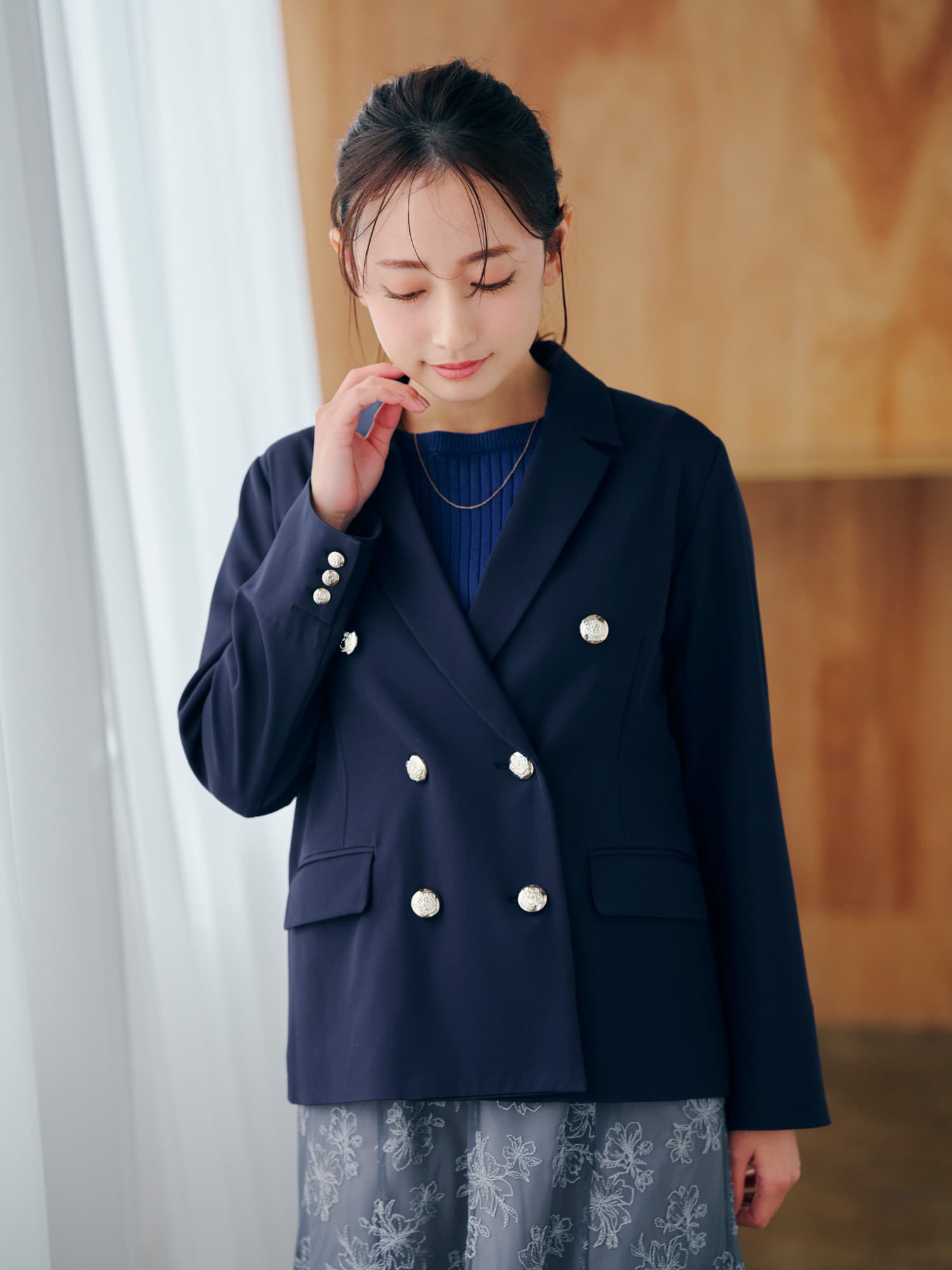 ゴールドボタンテーラードジャケット | 小柄・低身長女性向け