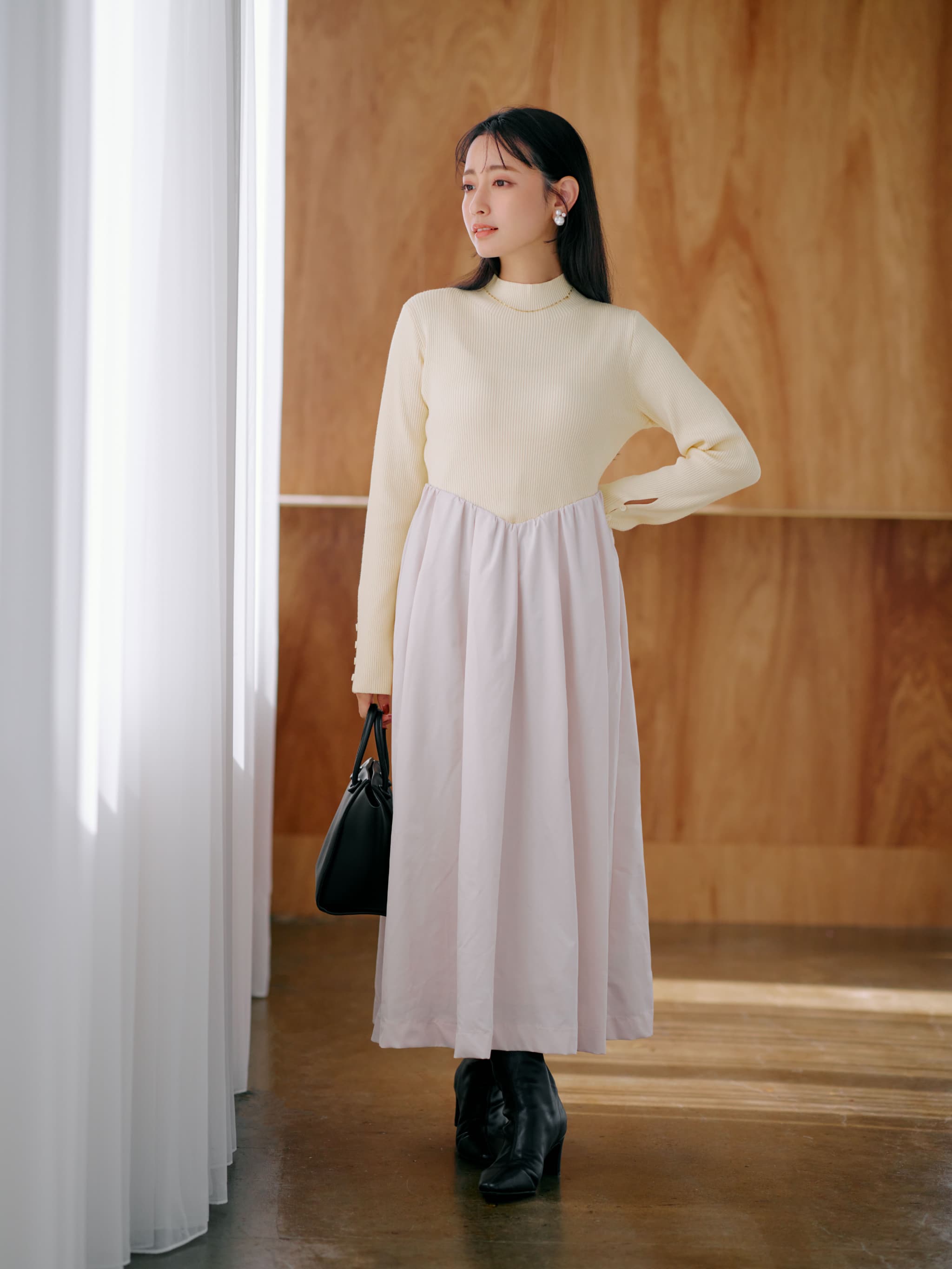 田中亜希子さんコラボ】Vカットドッキングワンピース-short & regular