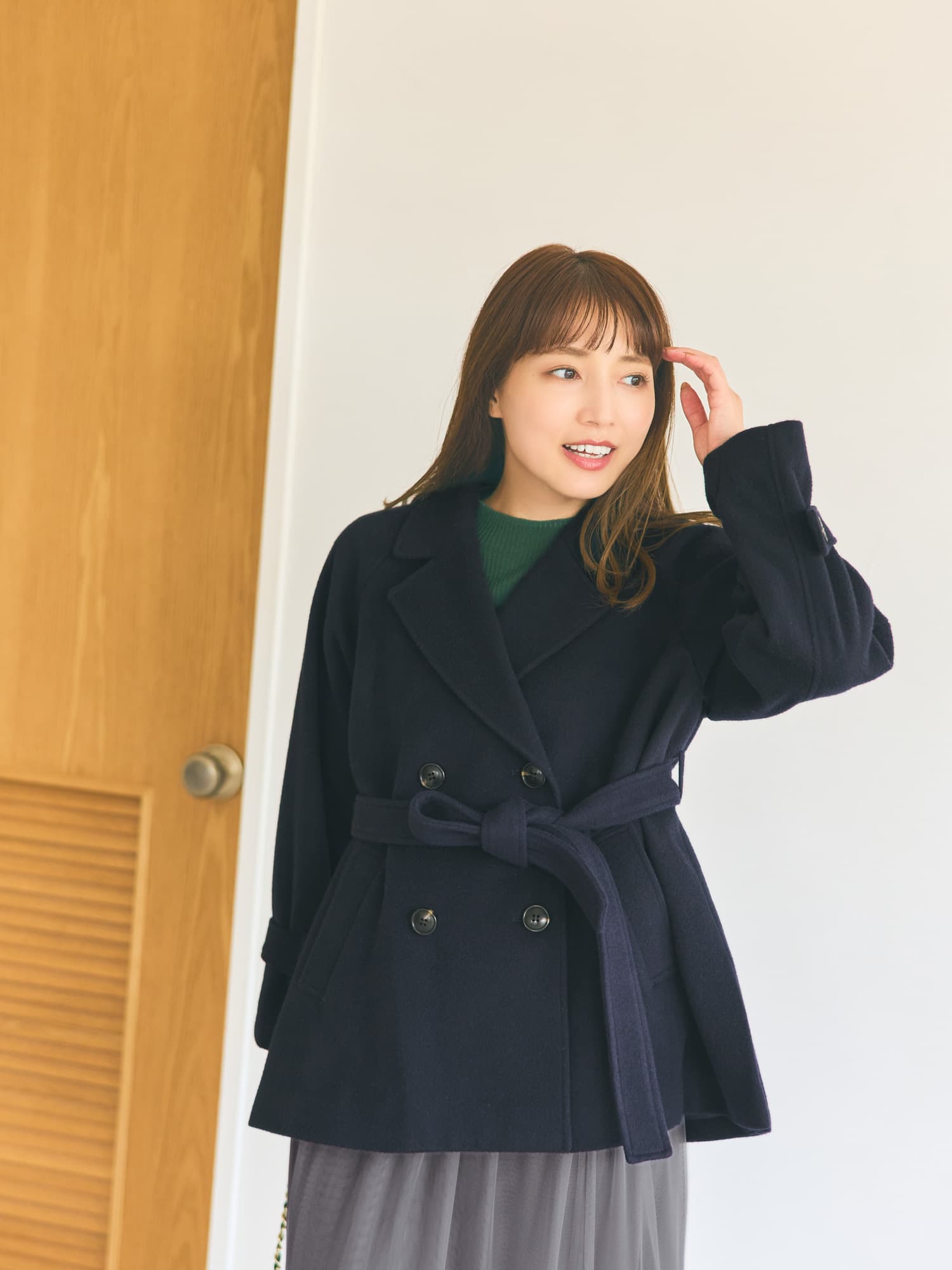 ウールビーバーミドル丈コート | 小柄・低身長女性向けファッション