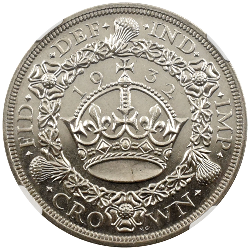 イギリス 1932 ジョージ5世 クラウン 銀貨 NGC MS62 6769379003