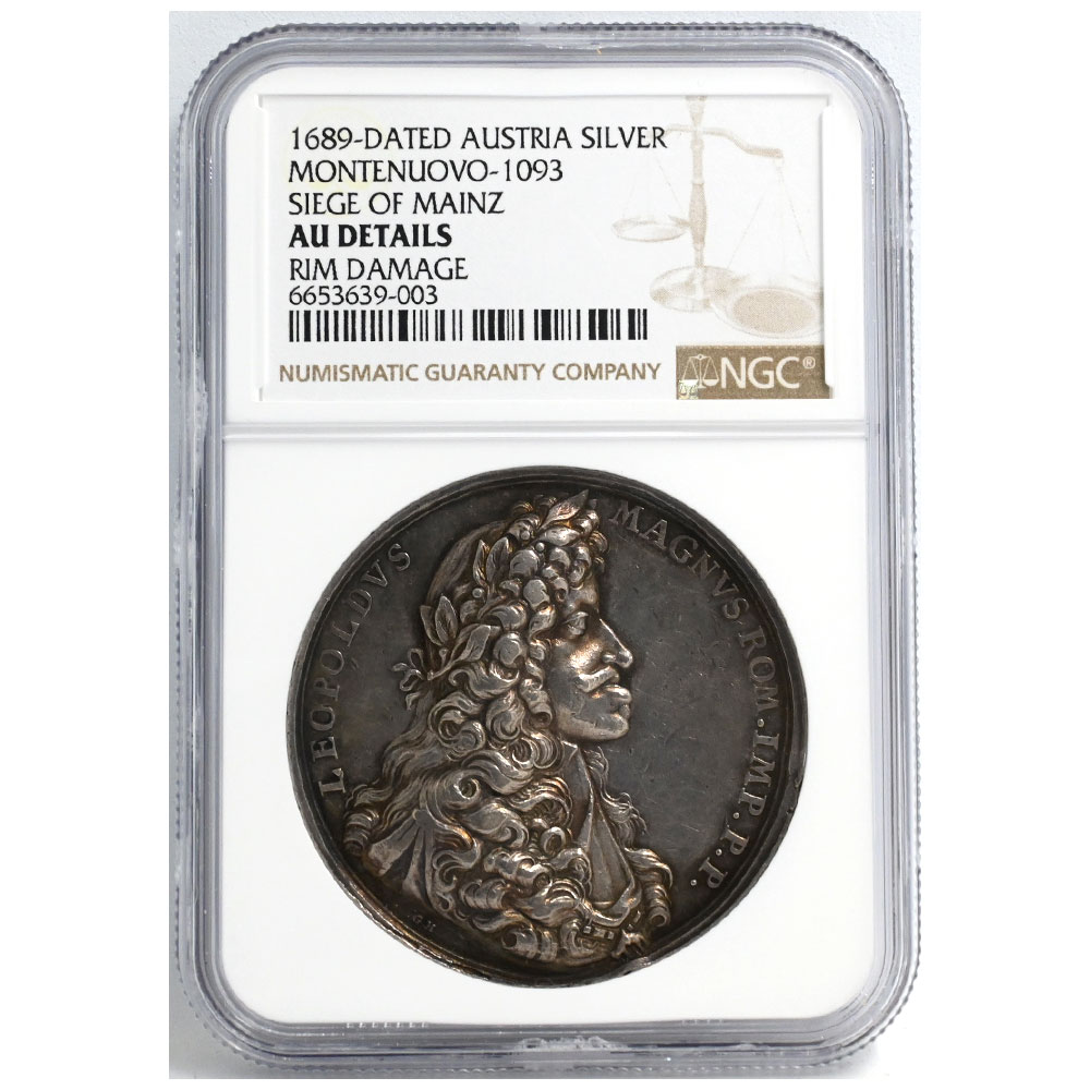 オーストリア 1689-DATED レオポルト1世 メダル 銀貨 NGC AU DETAILS