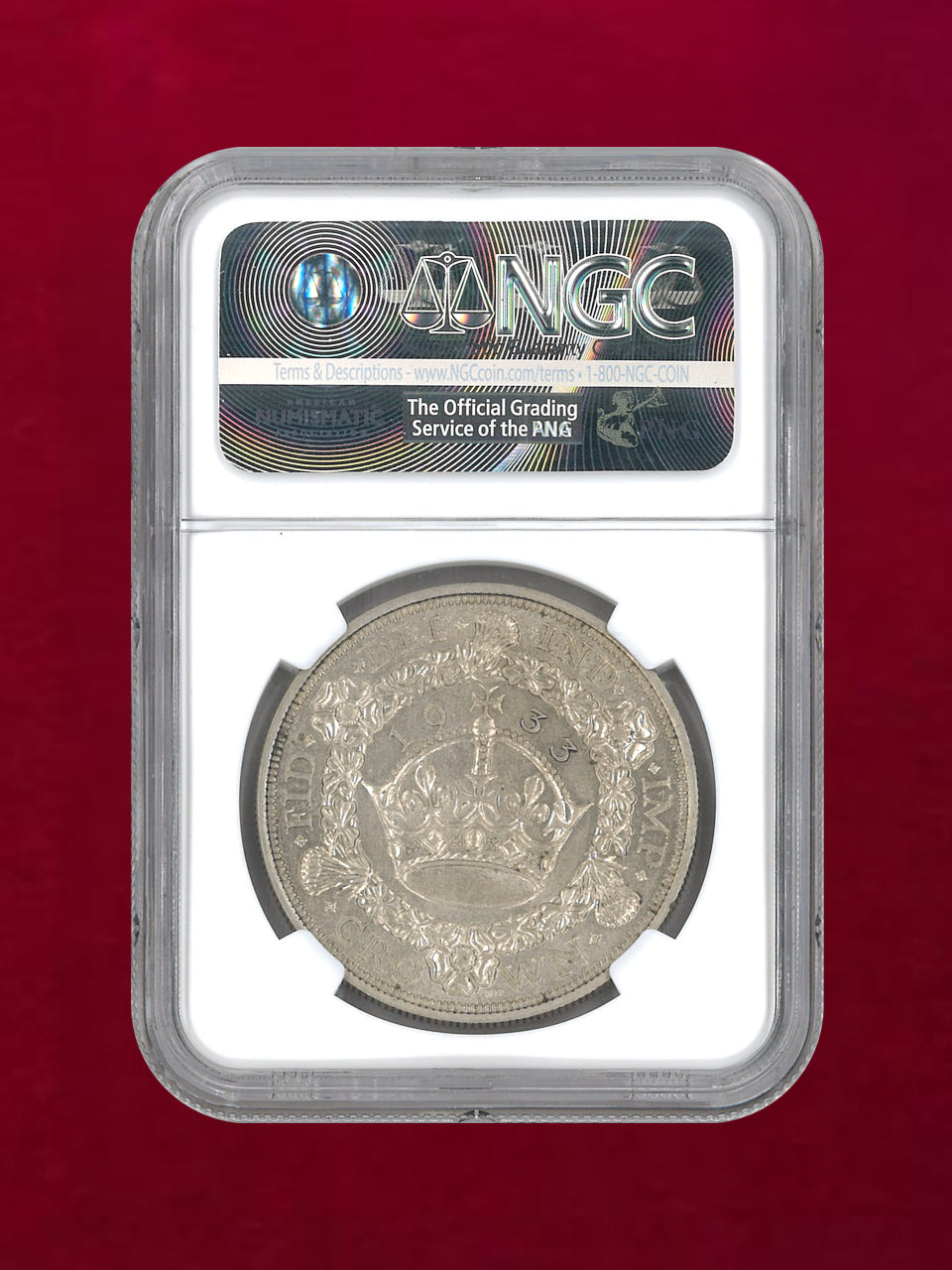 イギリス】クラウン 銀貨 1933 NGC UNC DETAILS RIM FILING ［B