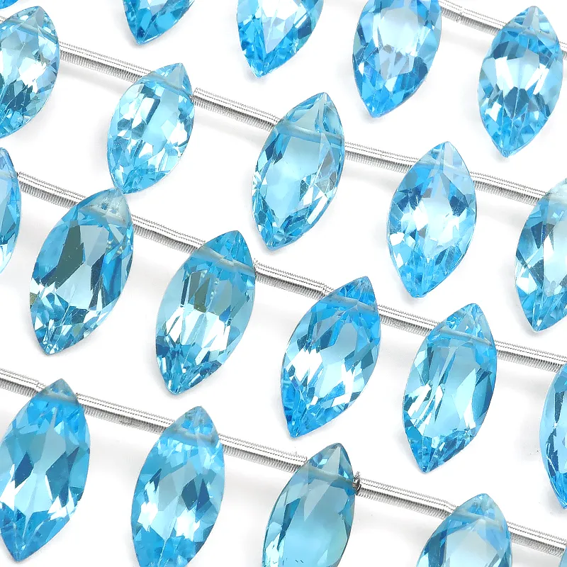 スイスブルートパーズ マーキスファセットカット 12×6mm［プレミアム