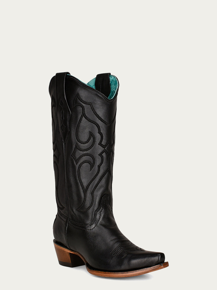 Z5072 - WOMEN'S EMBROIDERY BLACK SNIP TOE COWBOY BOOT – Corral