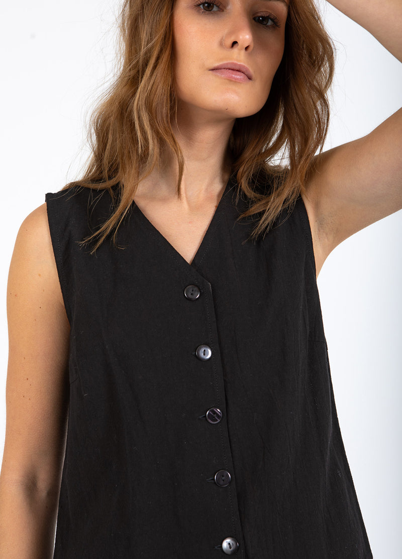 CC HEART SCOUT LINEN-LOOK VEST TOP - Black – costercopenhagen.com