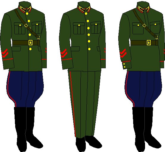 第二次大戦中のソ連軍 労農赤軍の制服、階級章、兵科色 1938年式