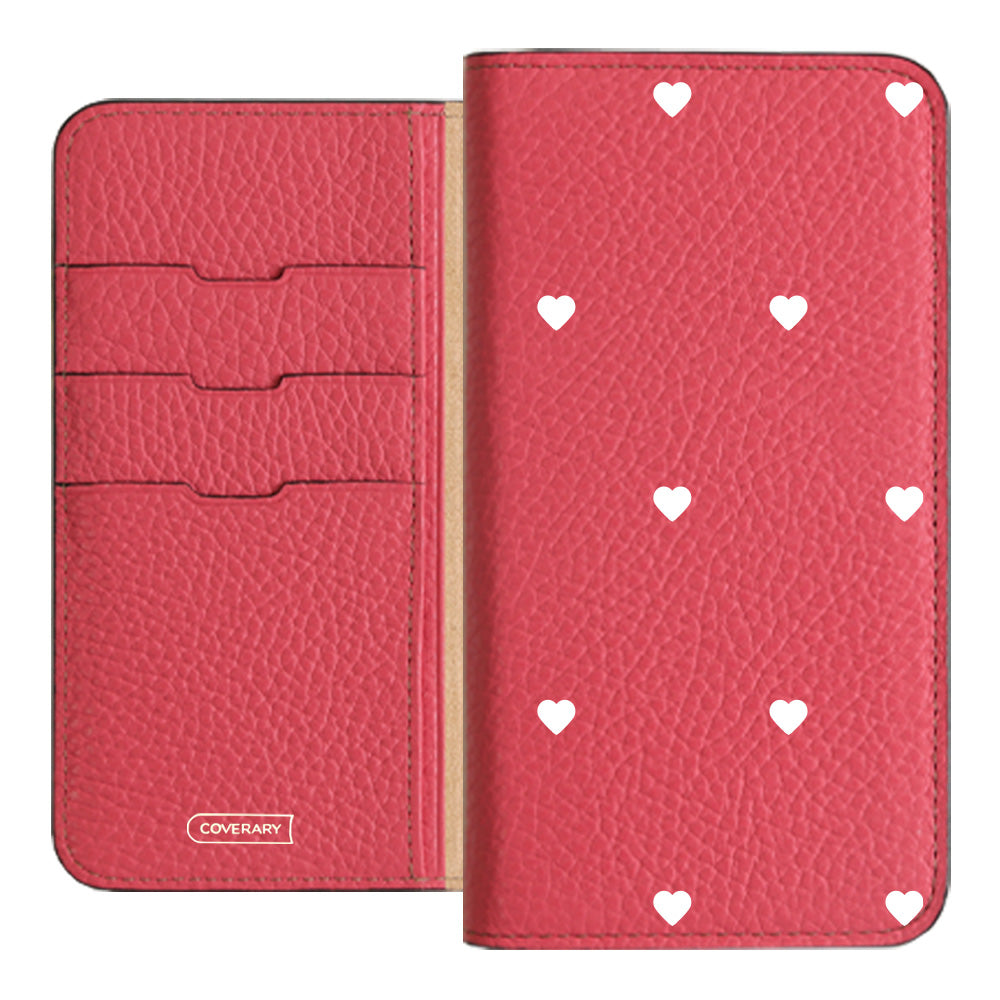 本革 32色 イタリアンシュリンクレザー ハート柄 手帳型ケース – COVERARY