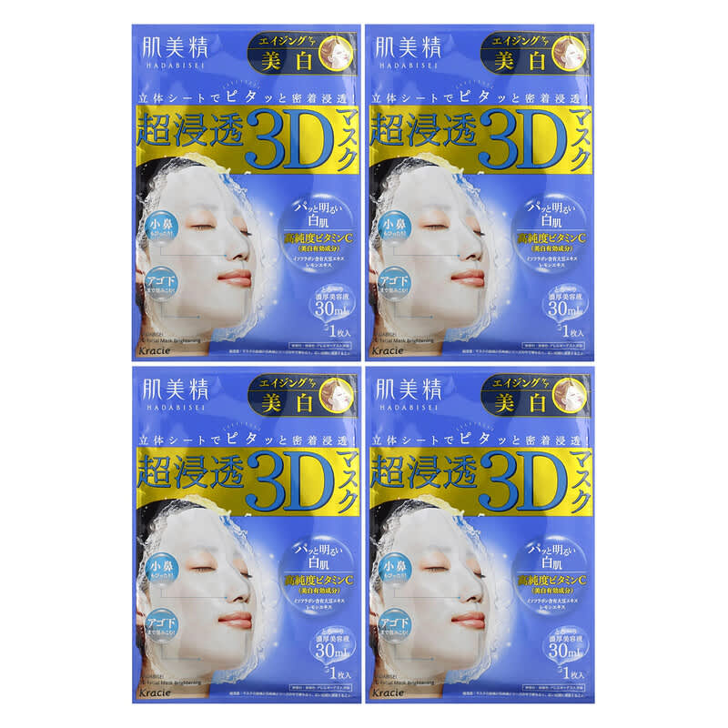 肌美精、超浸透3Dマスク、Aging-Care and Clear、4枚入り、各30ml（