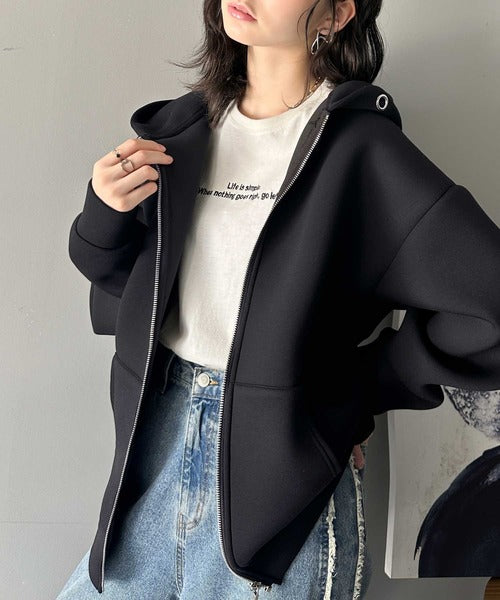 マシュマロ触感！ロングシーズン使えるダンボールbigシルエットジップ