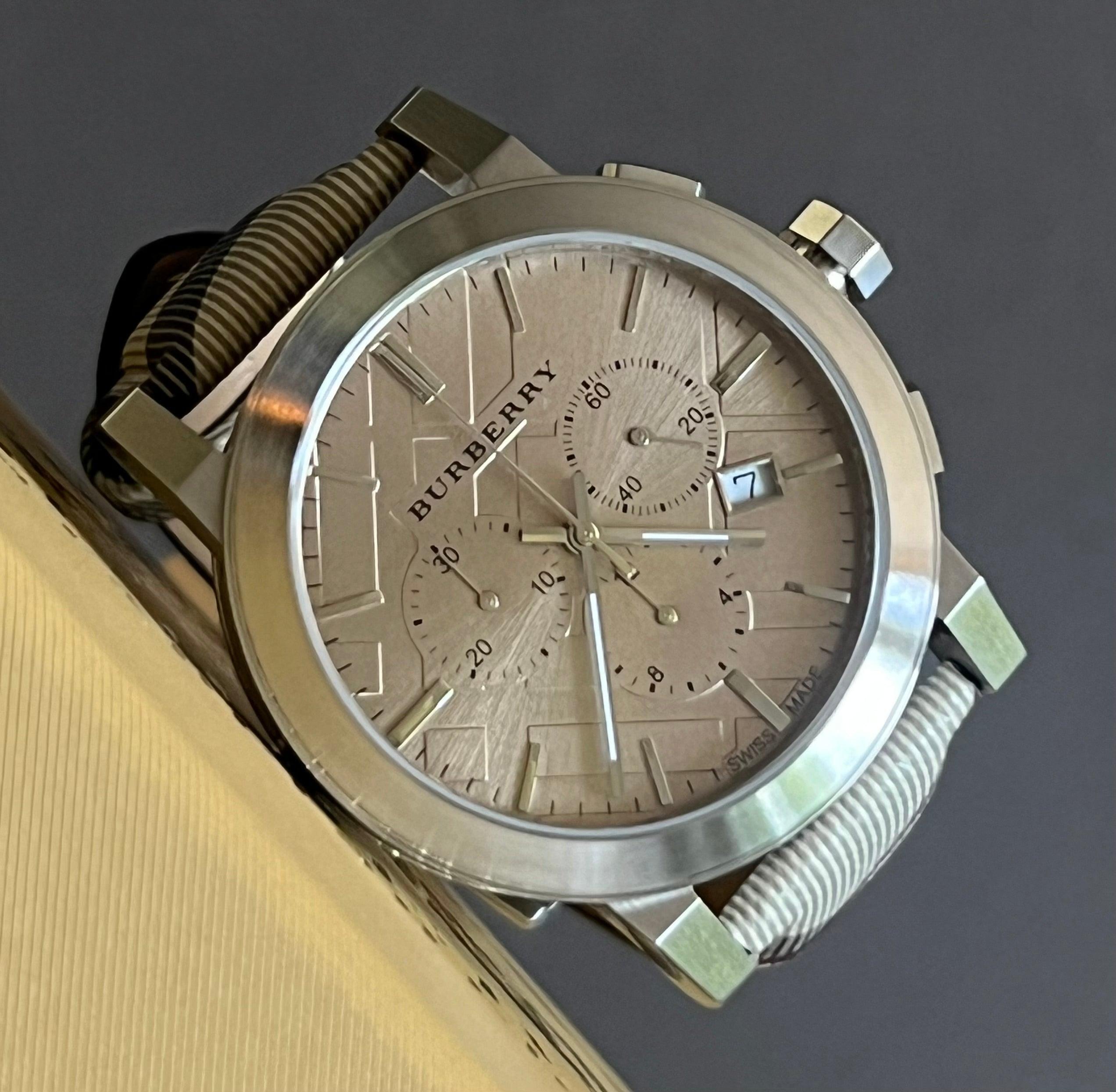 Burberry Men's Swiss Chronograph Brown Impressed Check Fabric