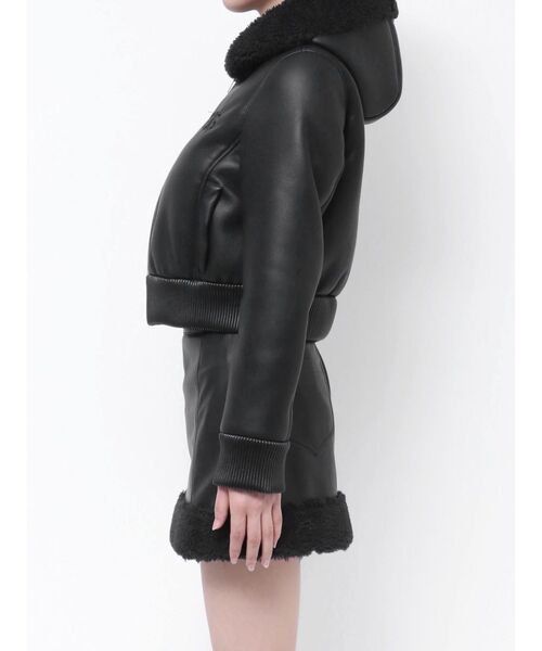 GYDAフーディーフェイクレザーボアコート – CROCHU