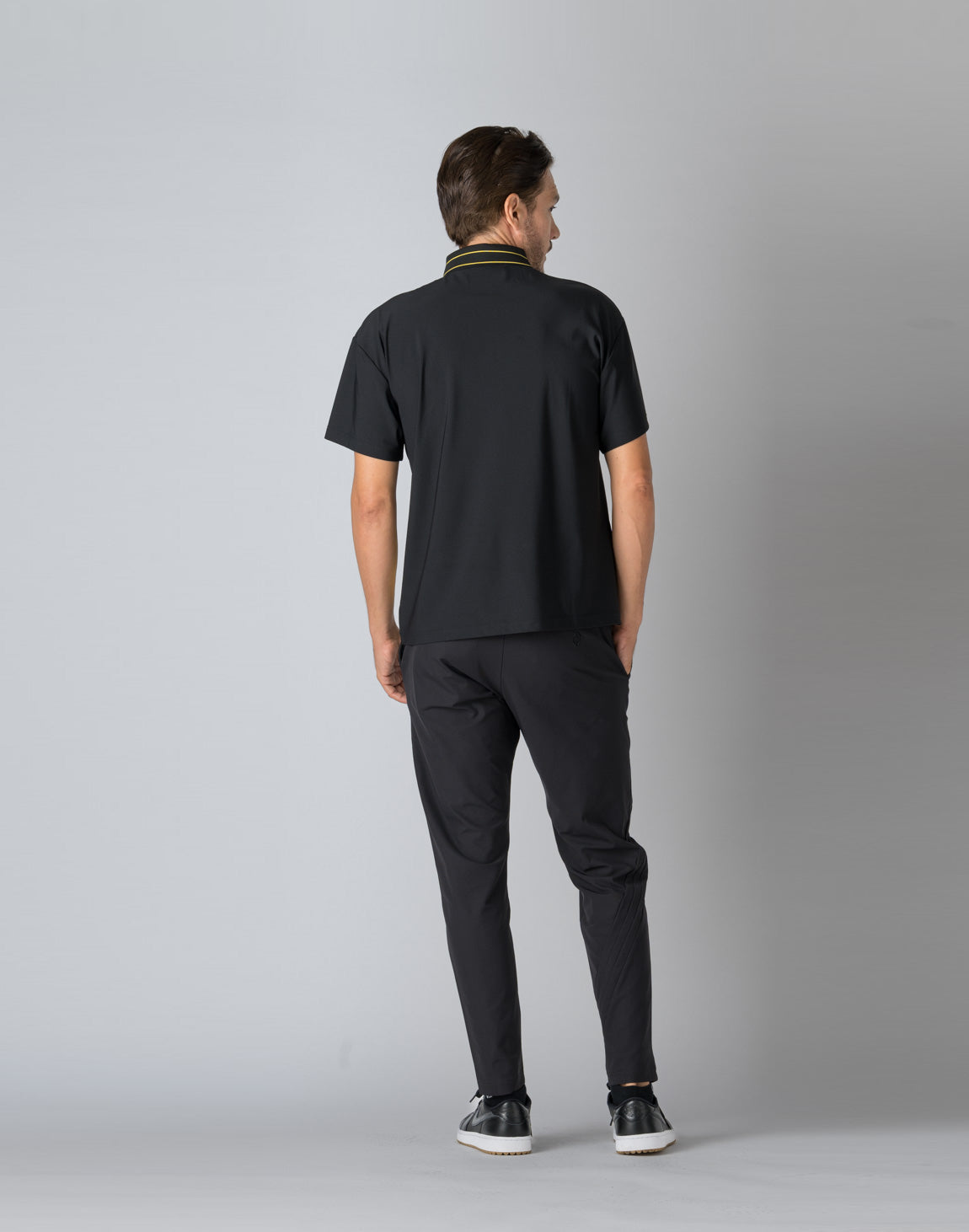 CRONOS BLACK STRIPED POLO SHIRT【BLACK×YELLOW】