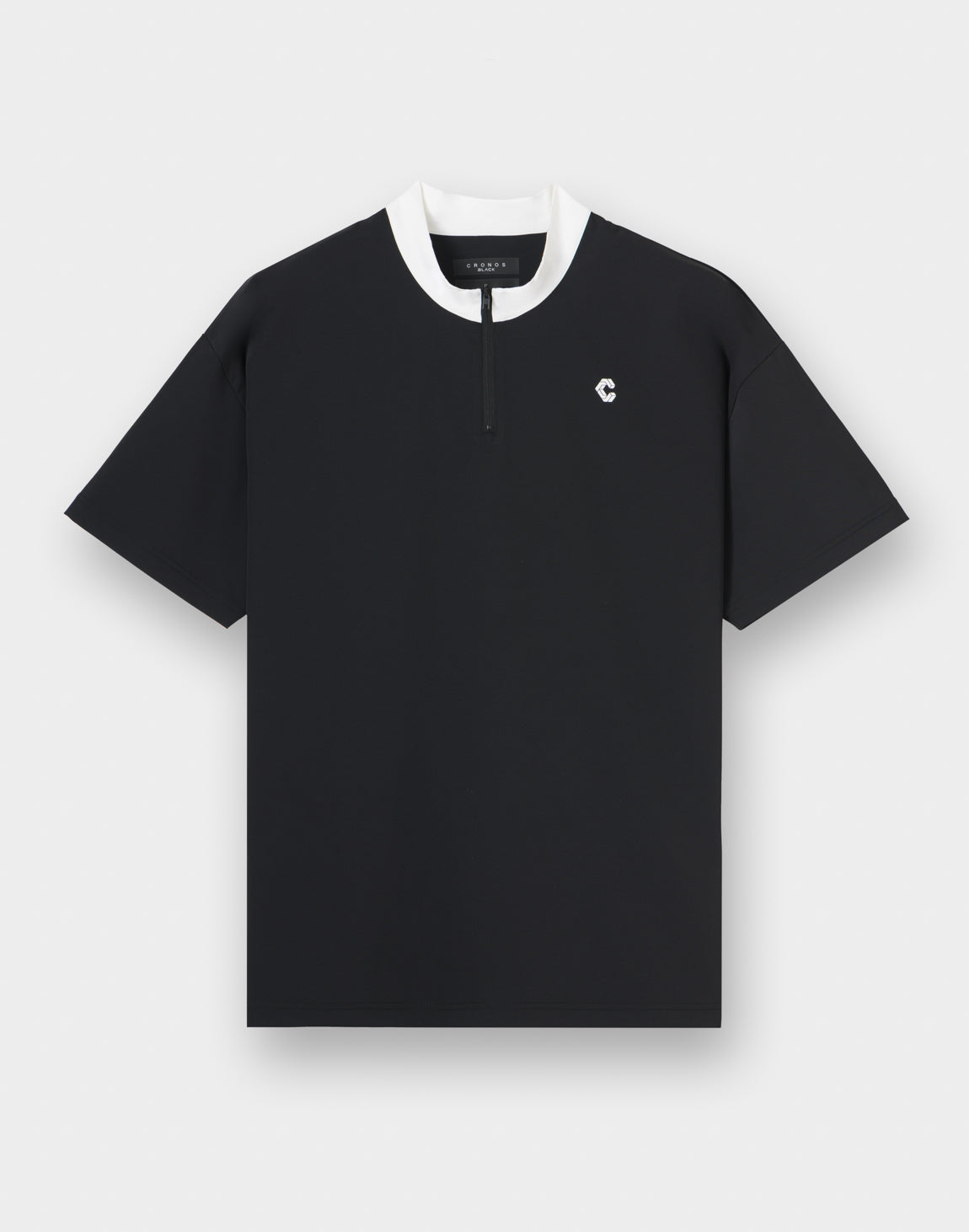 CRONOS BLACK KNIT-COLLA TECH HALF ZIP TEE【BLACK】